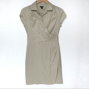 Ann Taylor Faux Wrap Pocket Khaki dress